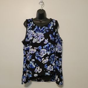 Simply Vera Vera Wang Black Floral Cold-Shoulder Tank Top
